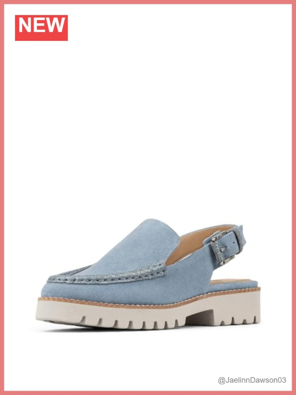 Suede Slingback Loafers Women's Adjustable Buckle EVA Lug Sole Comfortable